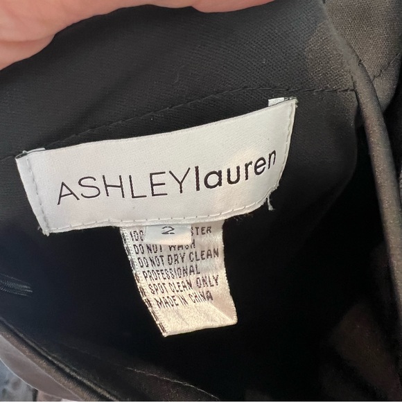 Lauren Ashley Black Satin Cowl Bodice Gown with Slit, Size 2 - Picture 9 of 13